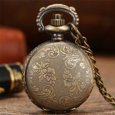 Retro Small Size Men Women Analog Quartz Pocket Watch Necklace Chain Full Hunter