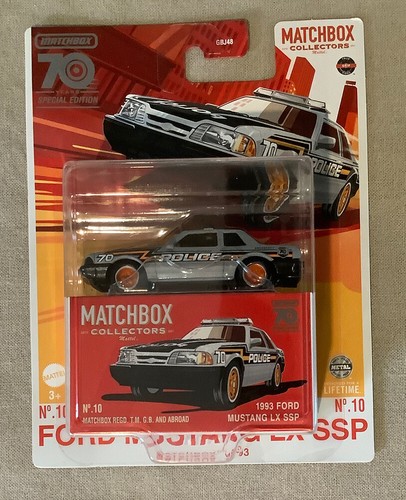 Matchbox 1993 Ford Mustang LX SSP Police Car - 1:64 Scale Diecast, Black, 2/12 In Series