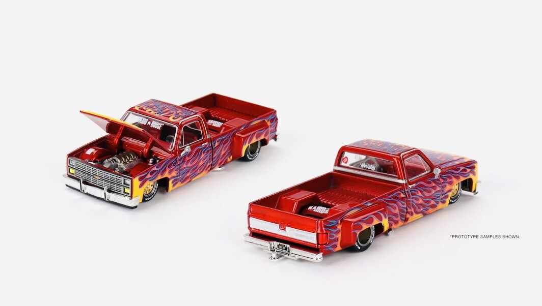Mini GT x Kaido House Chevrolet Silverado Dually on Fire V1 #127 Factory Sealed