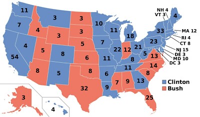 1992 US PRESIDENT ELECTION ELECTORAL COLLEGE MAP POSTER PICTURE PHOTO PRINT 6471