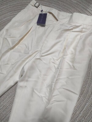 Ralph Lauren Purple Label Silk Straight Pants White Size 36 Made