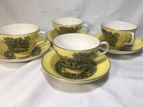 (17 Piece) Wedgwood of Etruria Yellow Landscape Scenic TEA SET for 4 - M5290 - Picture 4 of 12