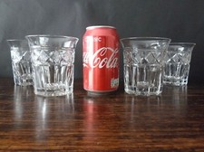 4x Antique Tudor Crystal TUD 27 Cut Whisky Tumblers Glasses h9,9cm