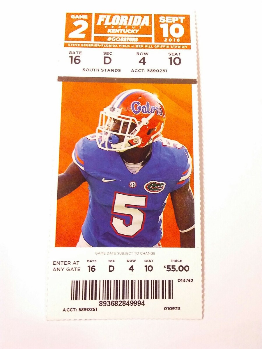 2016 Florida Gators Kentucky Wildcats Football Ticket Stub