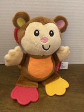 Platex baby rattle teething ring sensory plush stuffed animal toy monkey 8"