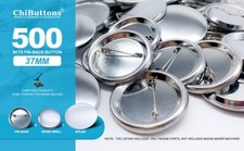 ChiButtons 37mm Metal Pin Badge Round Metric System  500 Sets 