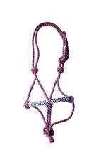 Nylon Cowboy Rope Halter Horse Tack Hand Braided Natural Black Rawhide Noseband