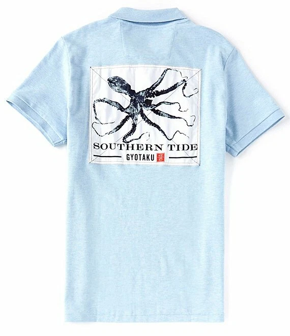 Southern Tide Men's Gyotaku Skipjack Heather Hachi Polo Shirt Sistine Blue M