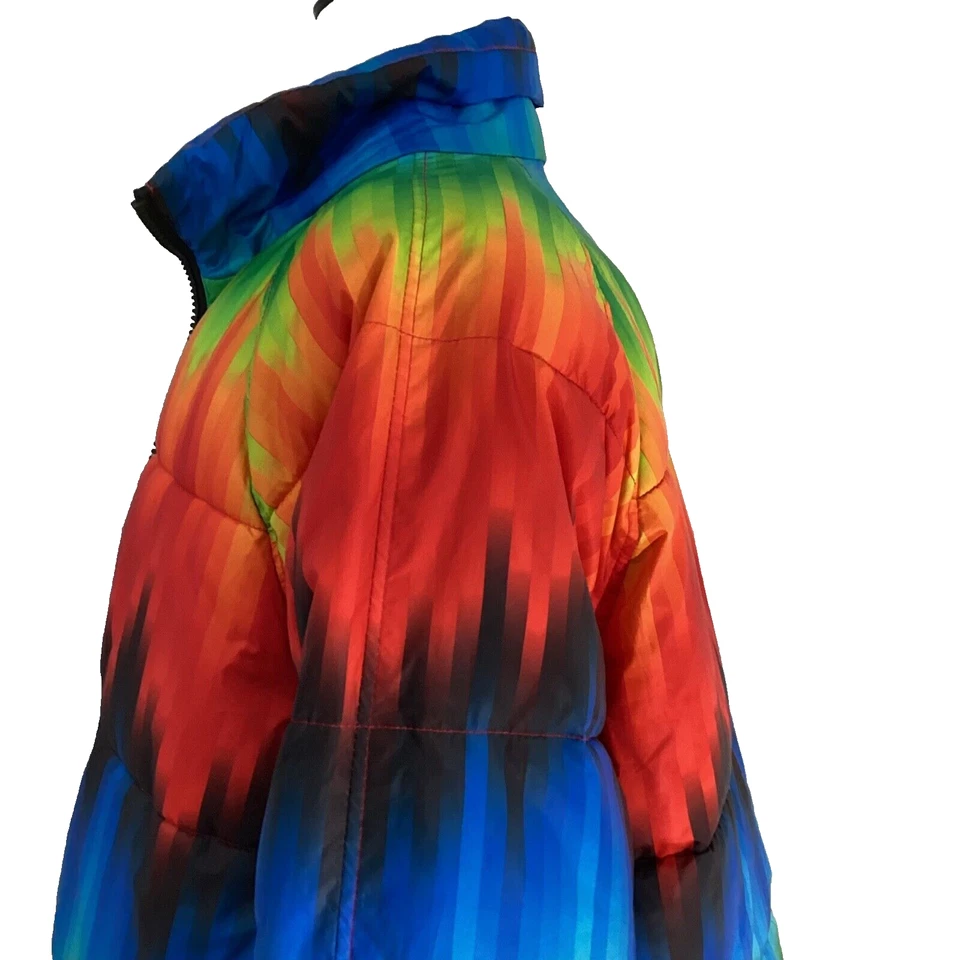 TOPSHOP 绗缝 PUFFER 滑雪运动夹克 彩虹 TIY DIE 尺码 8 轻便 — 第 4/4 张图片