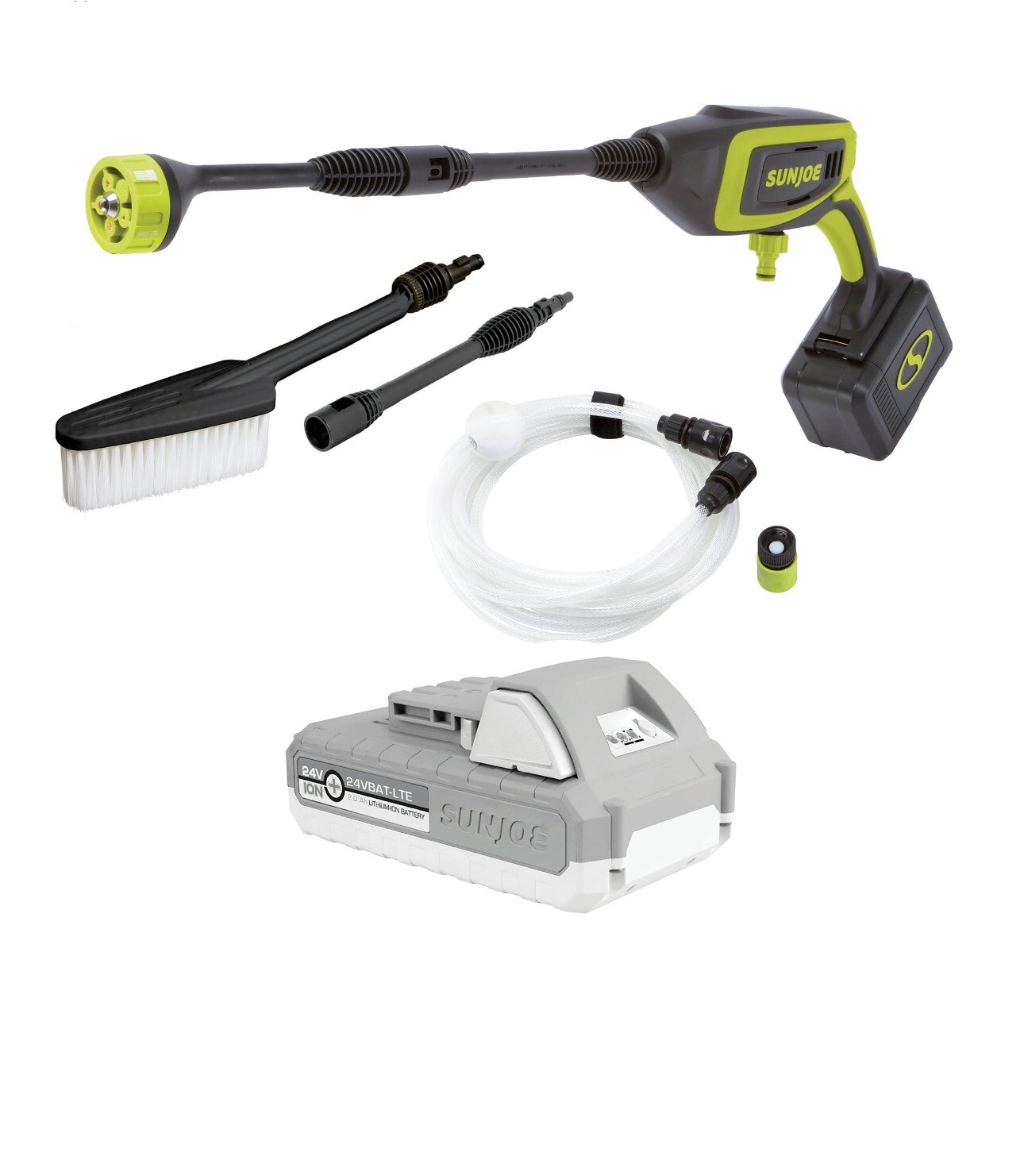 Sun Joe 24V Cordless Power Cleaner Kit, Accessories, 2.0-Ah Battery & Charger