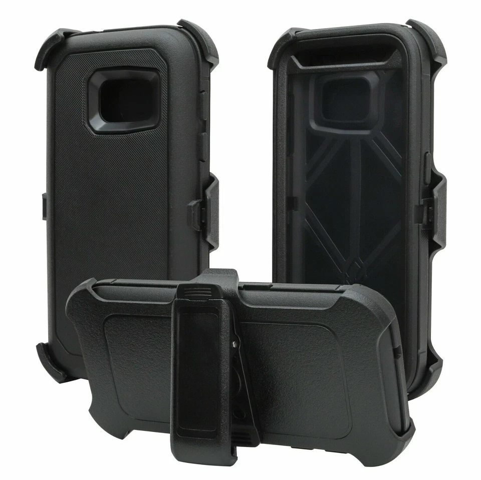 Funda con pantalla para Samsung Galaxy S7 con clip para cinturón se adapta a defensor) negra Foto 2 de 4