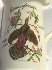 Rare AACO marked Pennsylvania gold rim creamer Ruffed Grouse, by D. Rudeman