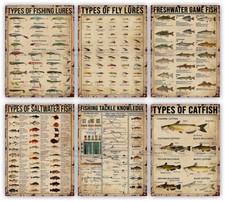 Fishing Lures Tackle Fish Types Metal Garage Signs Garden Bar Mancave Shed