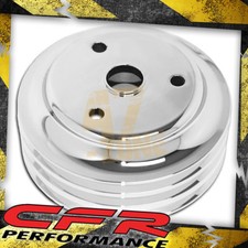 For Chevy Small Block 3 Groove Chrome Aluminum Crank Long Water Pump Pulley