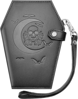 Lazy Skull Large Coffin Wallet – Horror Purse – Spooky Goth Black