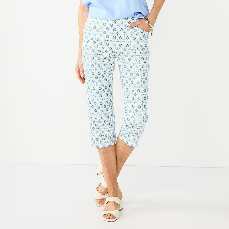 Croft \u0026 Barrow Effortless Stretch Capri Pants Womens 16 Light Blue Pull On  NEW | eBay
