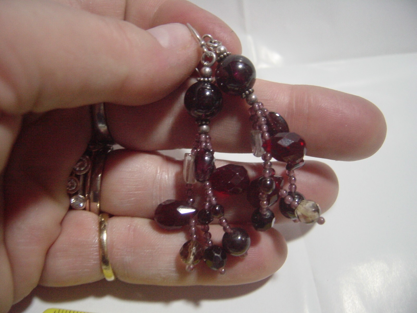 Vintage Solid Silver Earrings -large-cluster Drop… - image 9