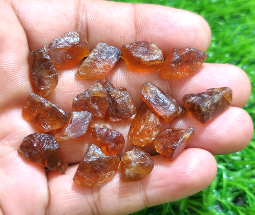 17 Pcs Amazing Orange Hessonite Garnet Rough 11-15 mm Loose Gemstone For Jewelry - Picture 2 of 4