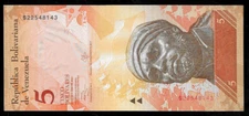 World Paper Money - Venezuela 5 Bolivares 2013  Prefix S8 @ Crisp UNC