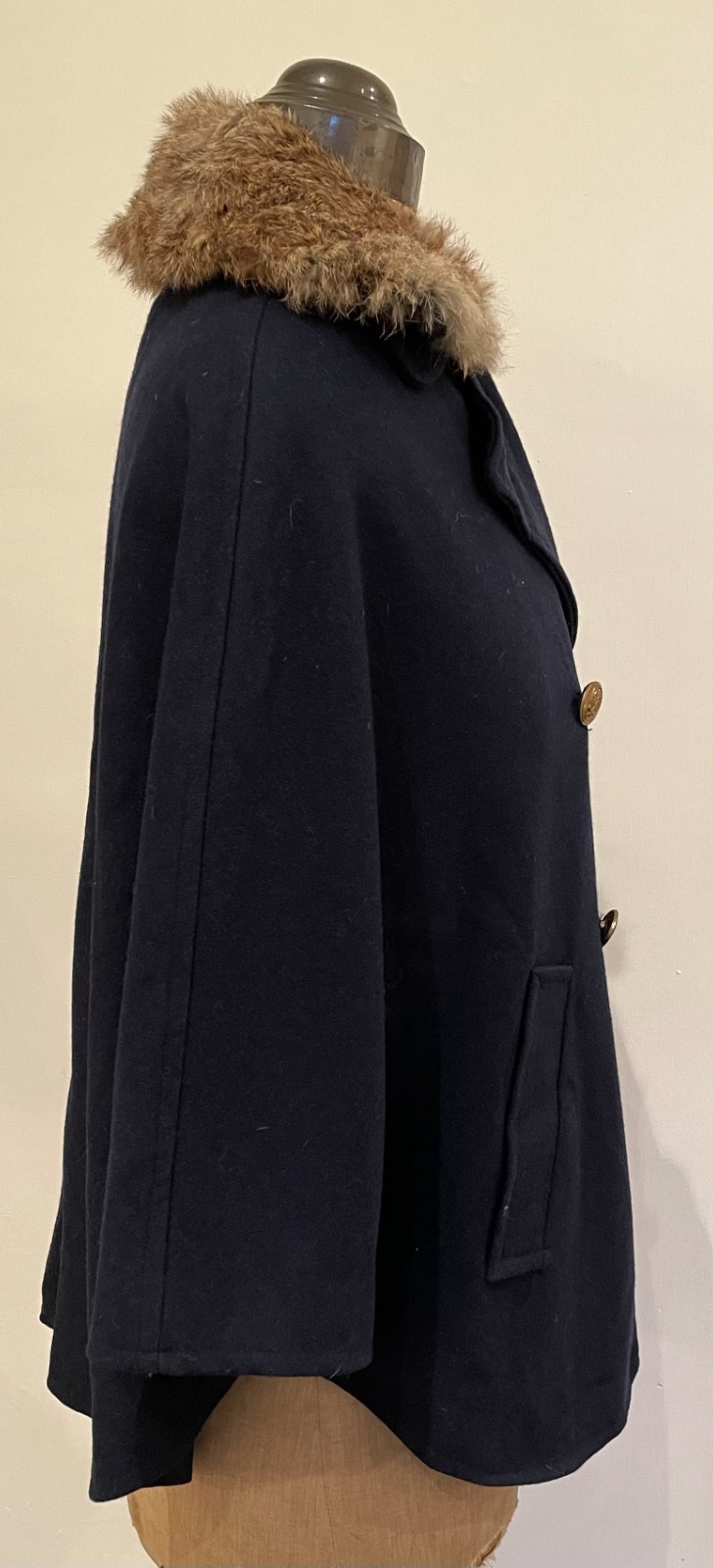 ZARA BASIC Navy Blue Wool Double Breasted Cape w/… - image 6