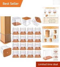 Durable Silicone Chair Leg Floor Protectors - 24 Pcs, Fits Legs 1-5/8" to 2"