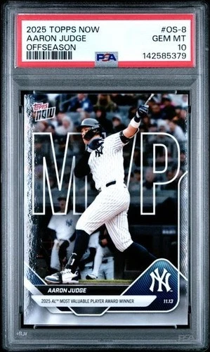 2025 TOPPS NOW OFFSEASON #OS-8 AARON JUDGE PSA 10 GEM MINT MVP