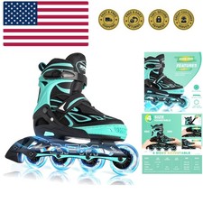 Vinal Girls Adjustable Flashing Inline Skates, All Wheels Light Up, Fun Illum...