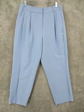 Express Pants Womens 12 Petite Ankle High Rise Pleated Stretch Trouser Office