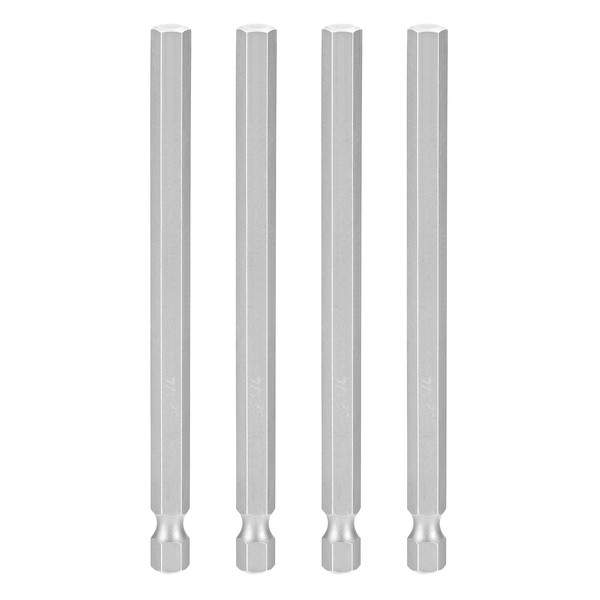 4 StüCk 1/4 Zoll Sae Sechskant-Bohrerbits 100 Mm LäNge Magnetische Bits Grau-image