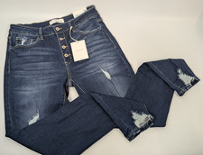 NWT KANCAN High Rise Skinny Jeans Size 13/30 Distressed KC6192D Button Fly