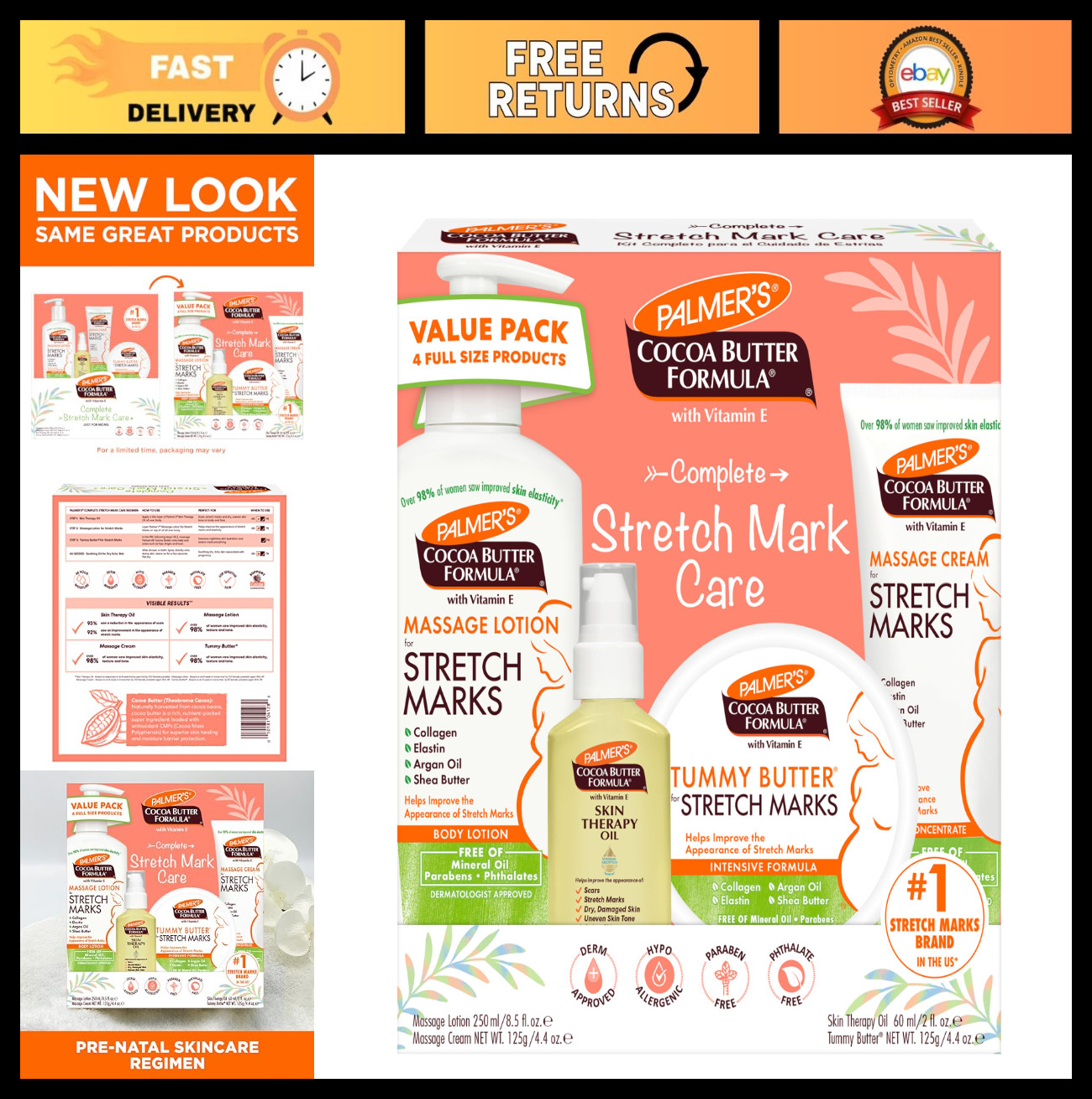 Pregnancy Skin Care Kit For Stretch Marks & Scars, 4 Piece S