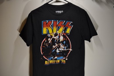 KISS Alive!  75 Band T-Shirt Men s Medium Black Classic Rock Graphic Tee