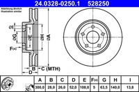 2X ATE Bremsscheibe Powerdisc 24.0328-0250.1 FüR Ford Mondeo BA7 4 Turnier Tdci