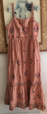 Payal Pratap Anthropologie Amber Embroidered Maxi Dress India sz L Linen Blend