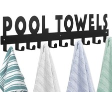 Pool Towel Rack Large Size 10 Hooks for Bathroom Wall Mount Towel Hooks Towel...