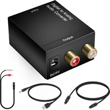 Digital Optical Coax to Analog Stereo Audio Converter Adapter w/ Cables