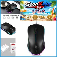USB Wired Mouse Optical 1000DPI 3 Button Ambidextrous Plug and Play LED Rainbow