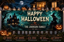 Personalized Halloween Banner, Custom Family Halloween Banner