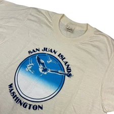 VTG NEW San Juan Islands x Screen Stars Single Stitch T-Shirt Ivory USA • Large