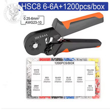 Ferrule Crimping Tool Kit 1,200 Connector Pcs Self  Adjusting Hex Crimp AWG 23  7