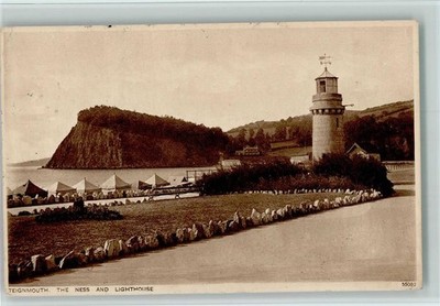11032240 - Teignmouth - The Ness and Lighthouse 1930 Postcard Lighthouse