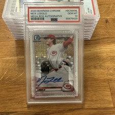 Bowman 2020 Chrome Mega Box Autographs Nick Lodolo #BCMA-NL PSA 10 Reds