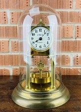 Antique Anniversary Torsion Mantel Clock 400 Day Movement & Glass Dome German