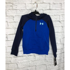 Boys Under Armour 1/4 Zip Hoodie Midnight Navy Youth Size 5 NWT