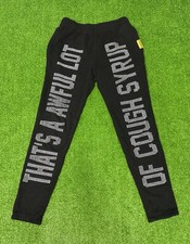 That's An Awful Lot of Cough Syrup Black Rhinestone Joggers Sweatpants Size S