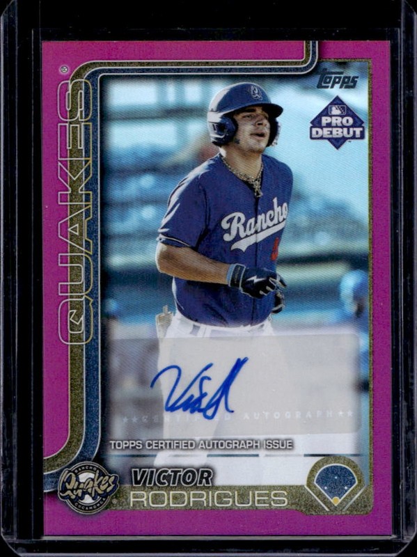 2025 Topps Pro Debut Victor Rodrigues Auto Autograph Fuchsia Foil #/199