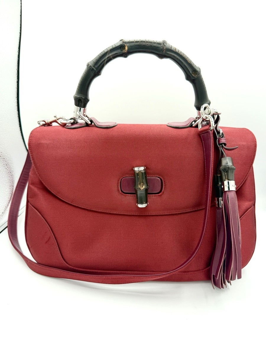 Gucci Red Satin Jumbo Bamboo Top Handle Bag | eBay