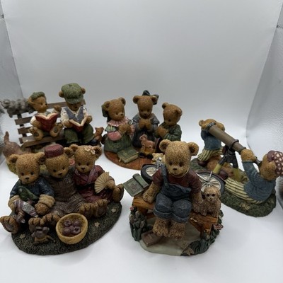 Vintage Berry Hill Bears Bench Figurine Young s Inc Christian Decor Damaged