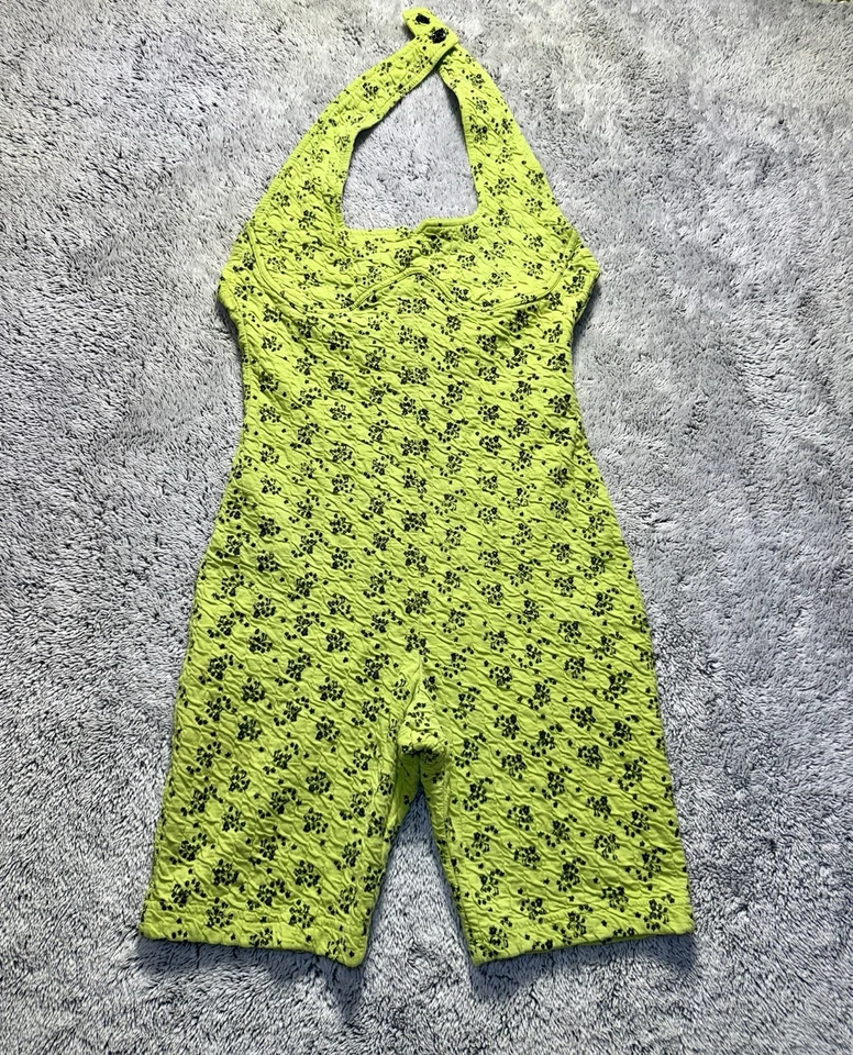 Body Retro Años 80 Neón Halter Cuello Entrenamiento No Tan Normal APRETAR Tejidos Talla M Foto 2 de 4