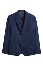 Emporio Armani EU 54 Navy Textured Wool  Cotton Blend Sport Coat